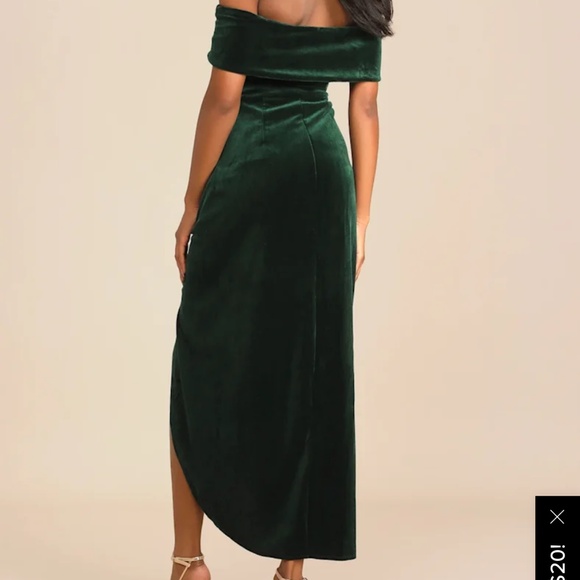 Lulus I'm Enchanted Emerald Green Velvet Off-the-shoulder Maxi Dress - Size XL - Picture 3 of 3